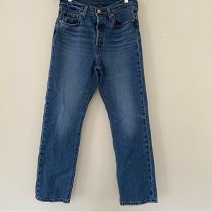 Levis 501 Jeans Women's Size 28x28 Straight Leg High Rise Button Fly Denim City